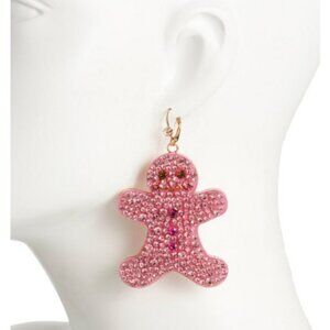 Betsey Johnson Pink Crystal Gingerbread Earrings NEW